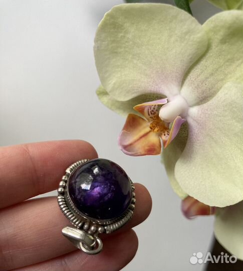 Коплект кольцо кулон винтаж аметист серебро