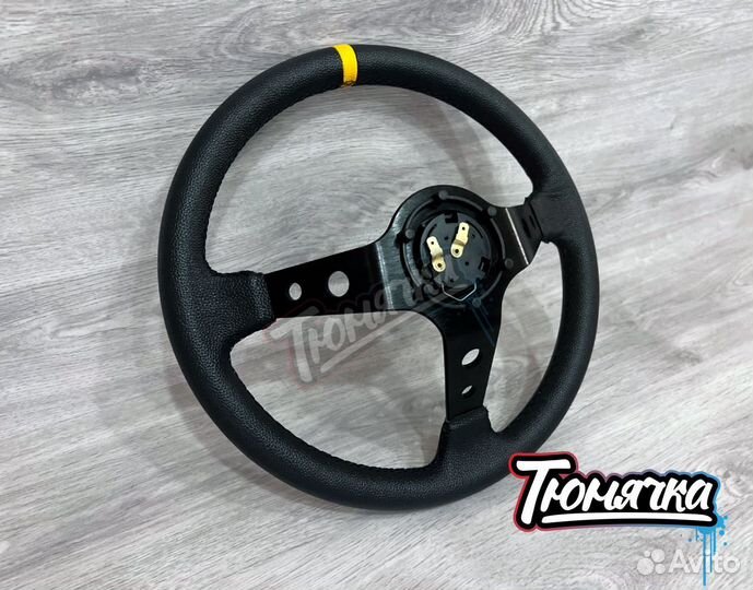 Руль спортивный OMP кожаный черный