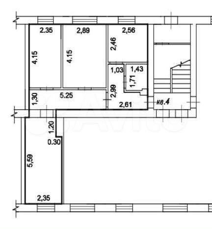 3-к. квартира, 56 м², 1/3 эт.