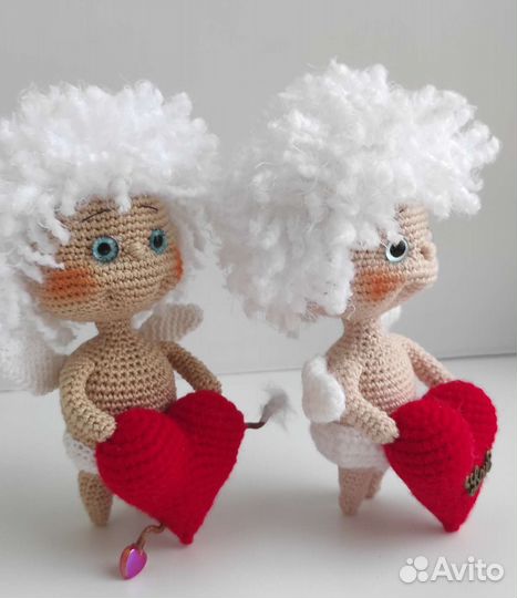 Купидон к дню влюблённых кукла вязаная крючком