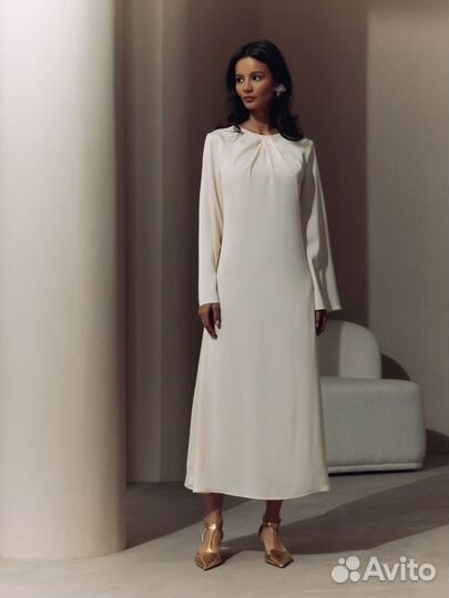 Платье макси lichi M светлое молочное