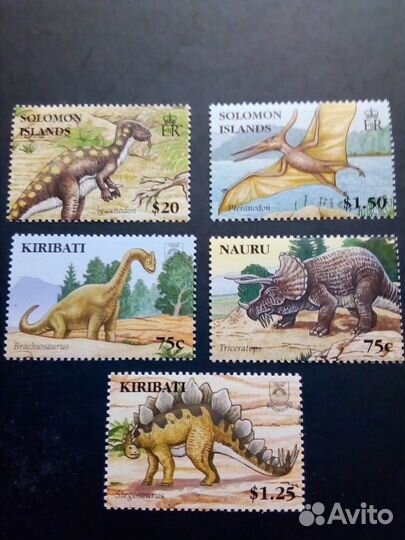 Марки динозавры. Фауна древнего мира