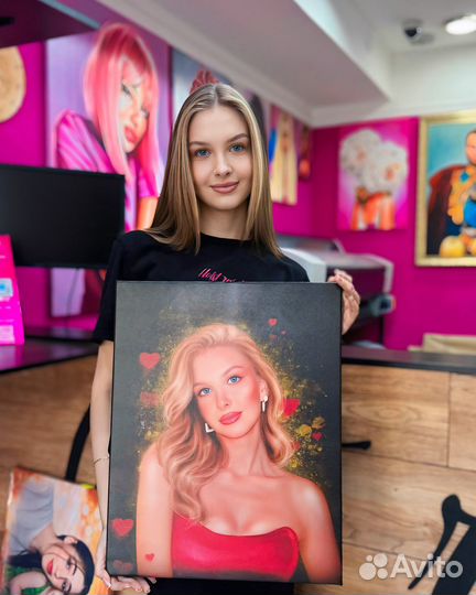 Печать на холсте, портрет по фото, подарок картина