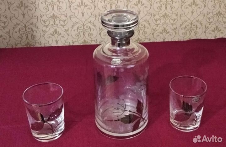 Набор из богемского стекла, ЧССР, ваза СССР