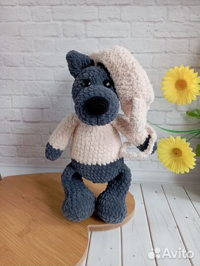 Волк /игрушка вязаная ручной работы