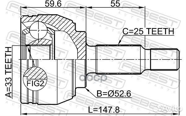 Шрус наружный 33x52.6x25 2410-dust Febest