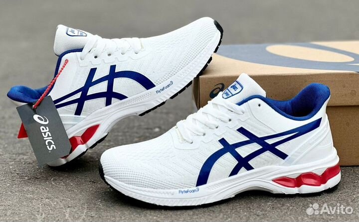 Кроссовки asics мужские, сетка. Белые и синие, 2 р