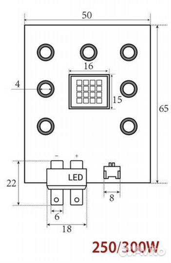 Светодиодный чип (диод) 300 watt Osram
