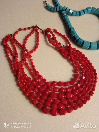 Коралловые бусы колье винтаж