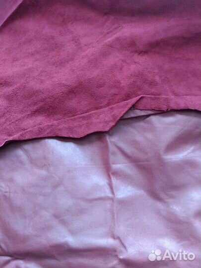 Кожа бордовая, 3 лоскута (из бычка), фабричной вы