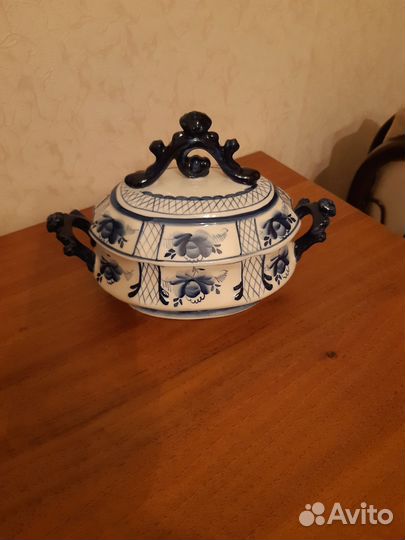 Масленка винтажная гжель