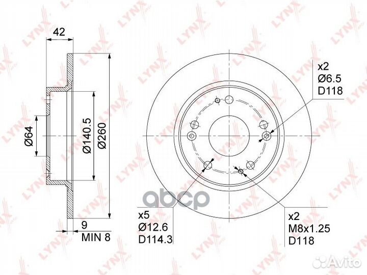 Диск тормозной зад BN1029 lynxauto