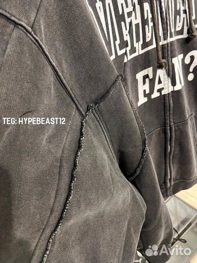 Vetements Fan зип худи оверсайз на руках