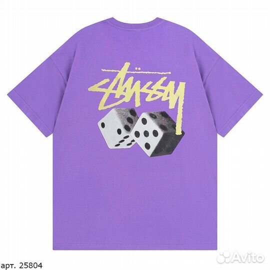 Футболка Stussy white dice фиолетовая