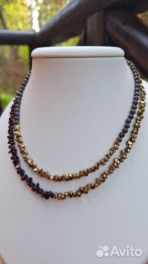 Чокер из гематита и обсидиана