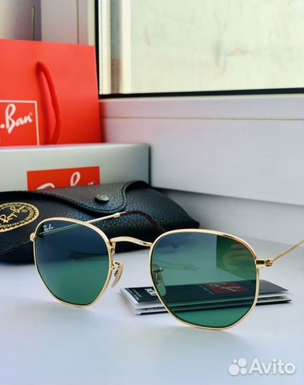 Очки ray ban hexagonal зеленые
