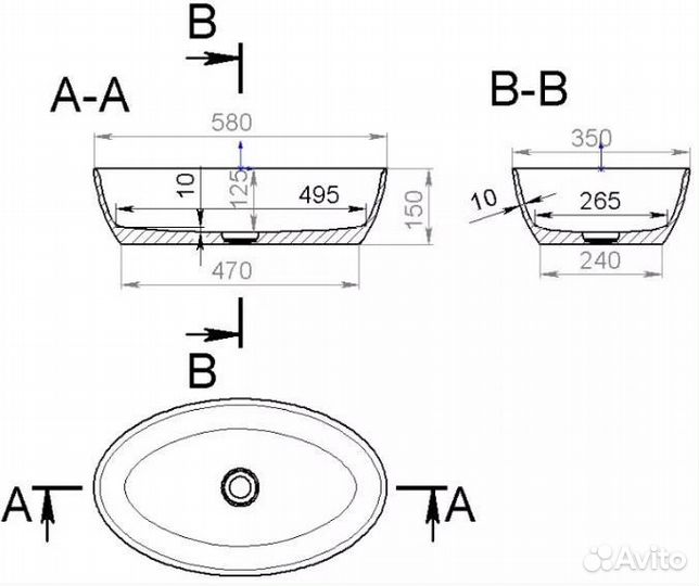 Раковина Salini Alda 110611G 58 см