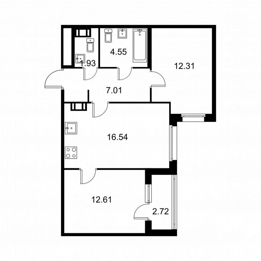 2-к. квартира, 56,3 м², 6/9 эт.