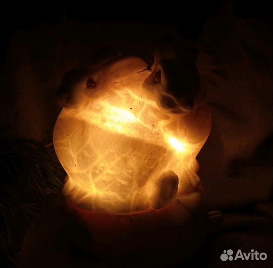 Светильник (ночник) СССР мрамор зайцы