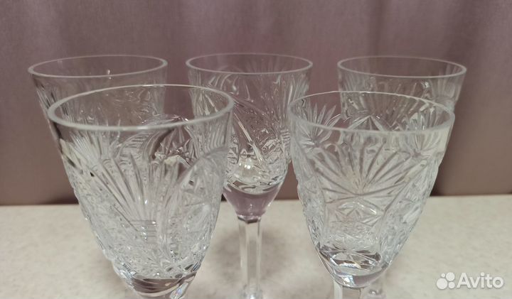 Рюмки хрустальные, 100 мл, пр-во СССР, набор 5 шт