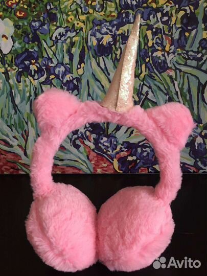 Мягкие зимние наушники с ушками