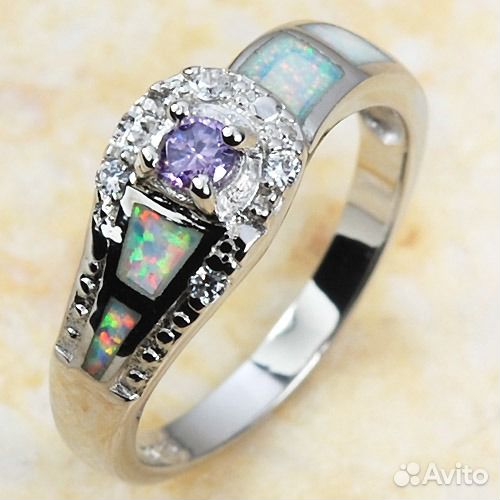 Новые серебряные кольца с опалом и фианитами