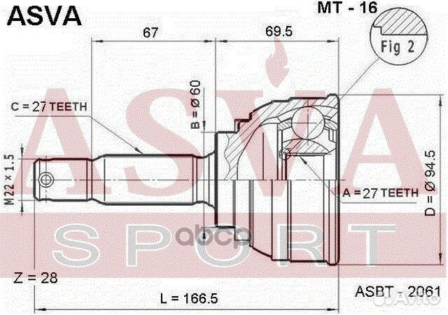 ШРУС наружный MT-16 asva
