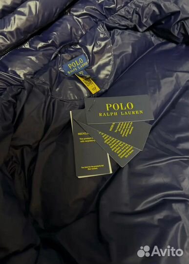 Пуховик Polo Ralph Lauren синий с ветрозащитой