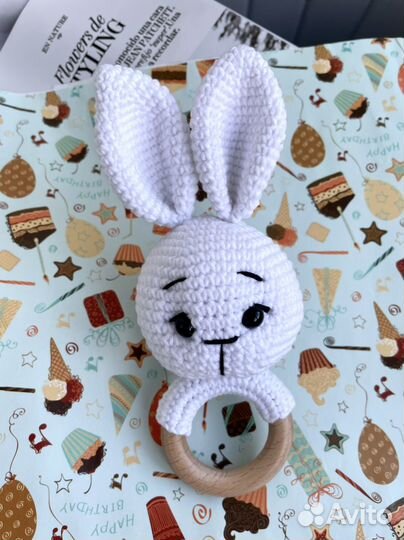Игрушка вязаная, мягкая, зайчик на заказ
