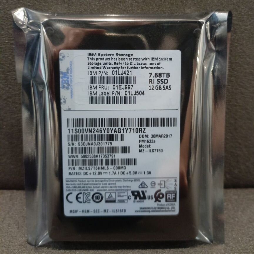 [PM1633A] Ssd Sas Ibm 7.68tb Mzils7t6hmls-000m3 Pm1633a