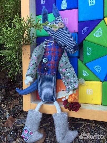 Набор деревянных кубиков итекстильных игрушек