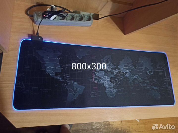 Большой игровой коврик для мыши с RGB карта мира