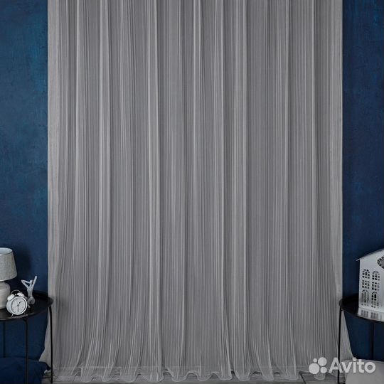 Тюль Плиссе Серый