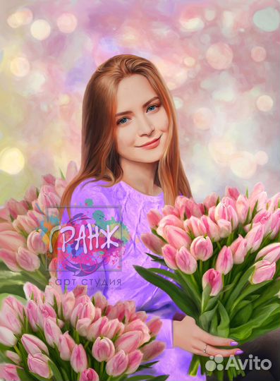 Портрет, картина на холсте по фото на подрамнике