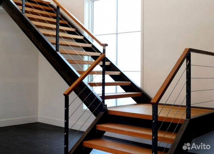 Лестница на металлическом каркасе дизайн 4156