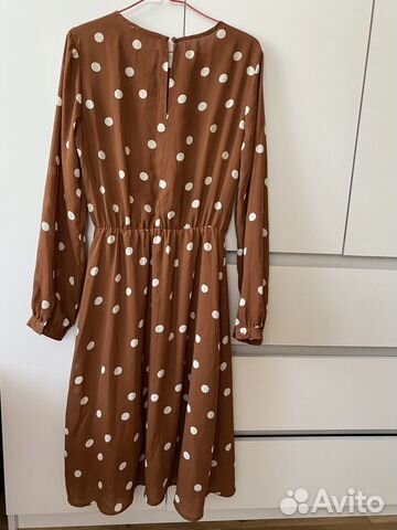 Платье женское коричневое M в горох 44 46