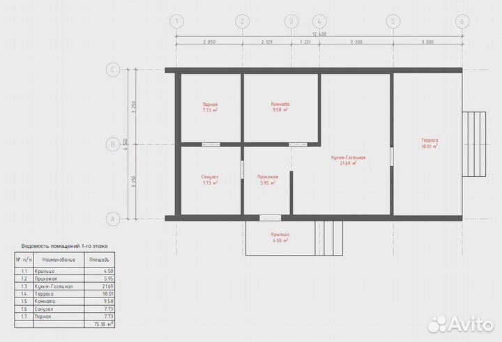 Современный проект в стиле Барн 6,5х12,4-87 м²