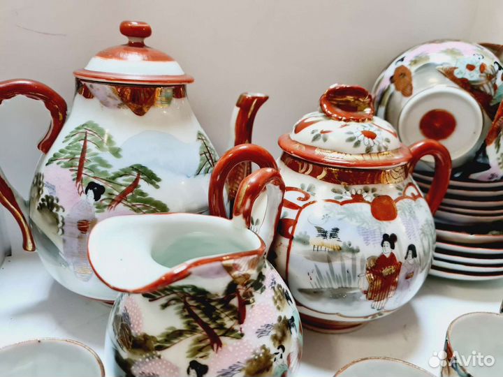 Сервиз кутани япония начало 20 века тонкий, костян