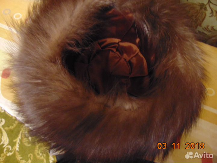 Шапка + воротник из меха чернобурки