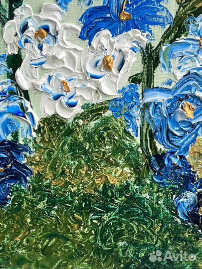 Картина маслом на холсте цветы ручная работа