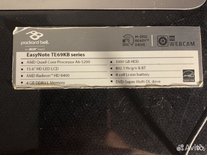 Ноутбук Packard Bell EasyNote TE69KB series