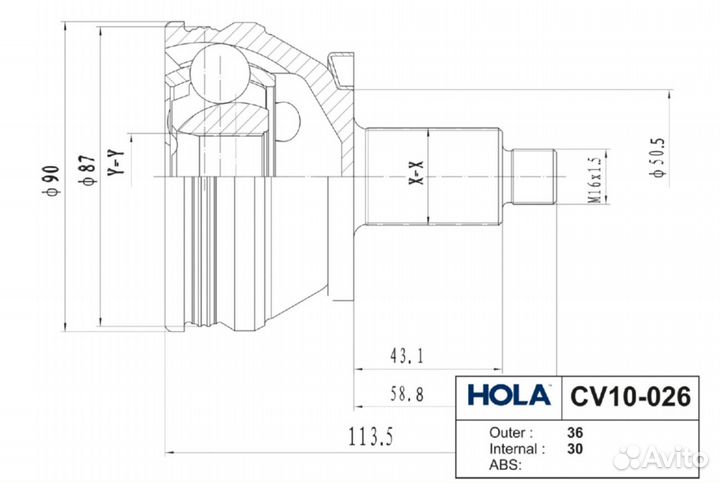 Шрус наружный VW Polo Sedan (мт) Skoda Rapid (мт), Fabia (I II III), Roomster Audi A1, A2 Seat Cordo