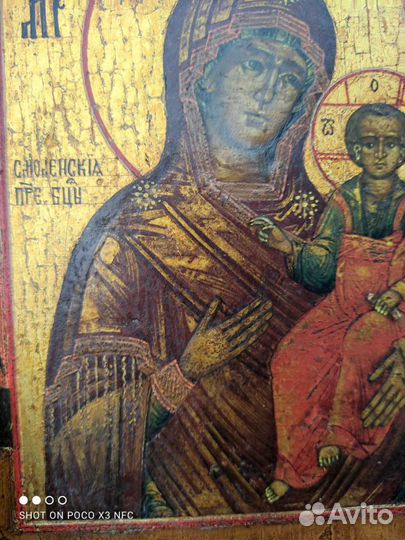 Старинная икона Смоленская божья матерь 19 век