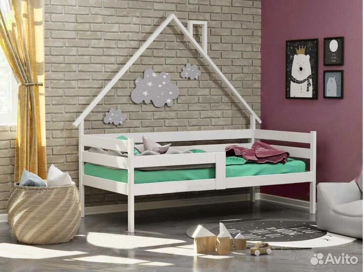 Софа Домик высокий борт для малыша берёза