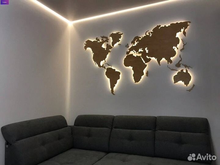 Интерьерная карта мира из дерева