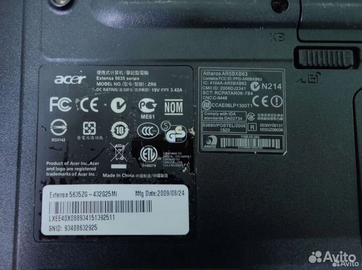 Разбор ноутбука acer extensa 5635zg zr6