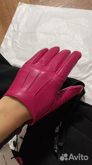 Перчатки Zara из кожи новые