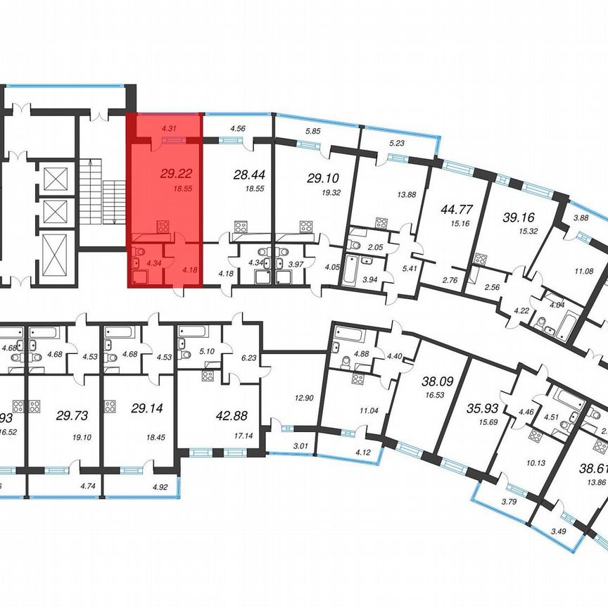 Квартира-студия, 31,4 м², 8/22 эт.