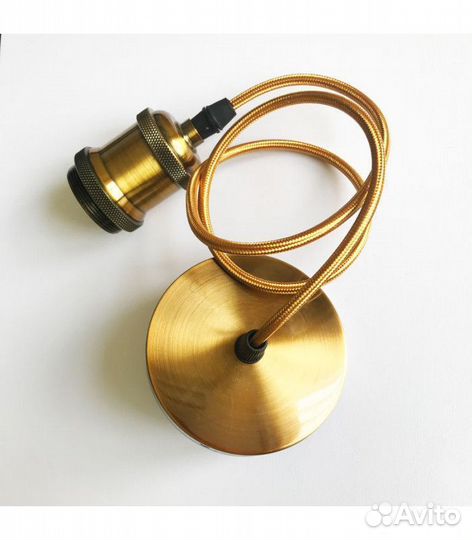 Патрон E27, ретро с проводом 1 м, цвет: бронза