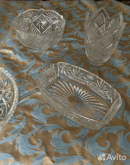 Хрустальная ваза, блюдо, салатники